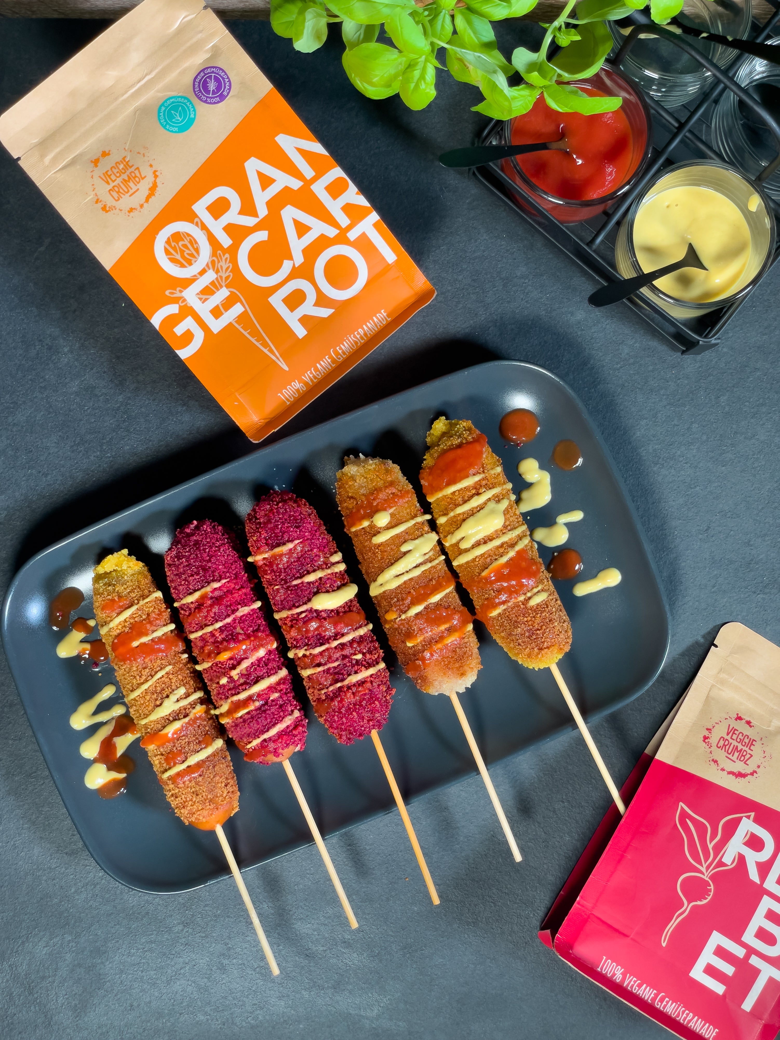 CRUNCHY CORN DOGS – Veggie Crumbz